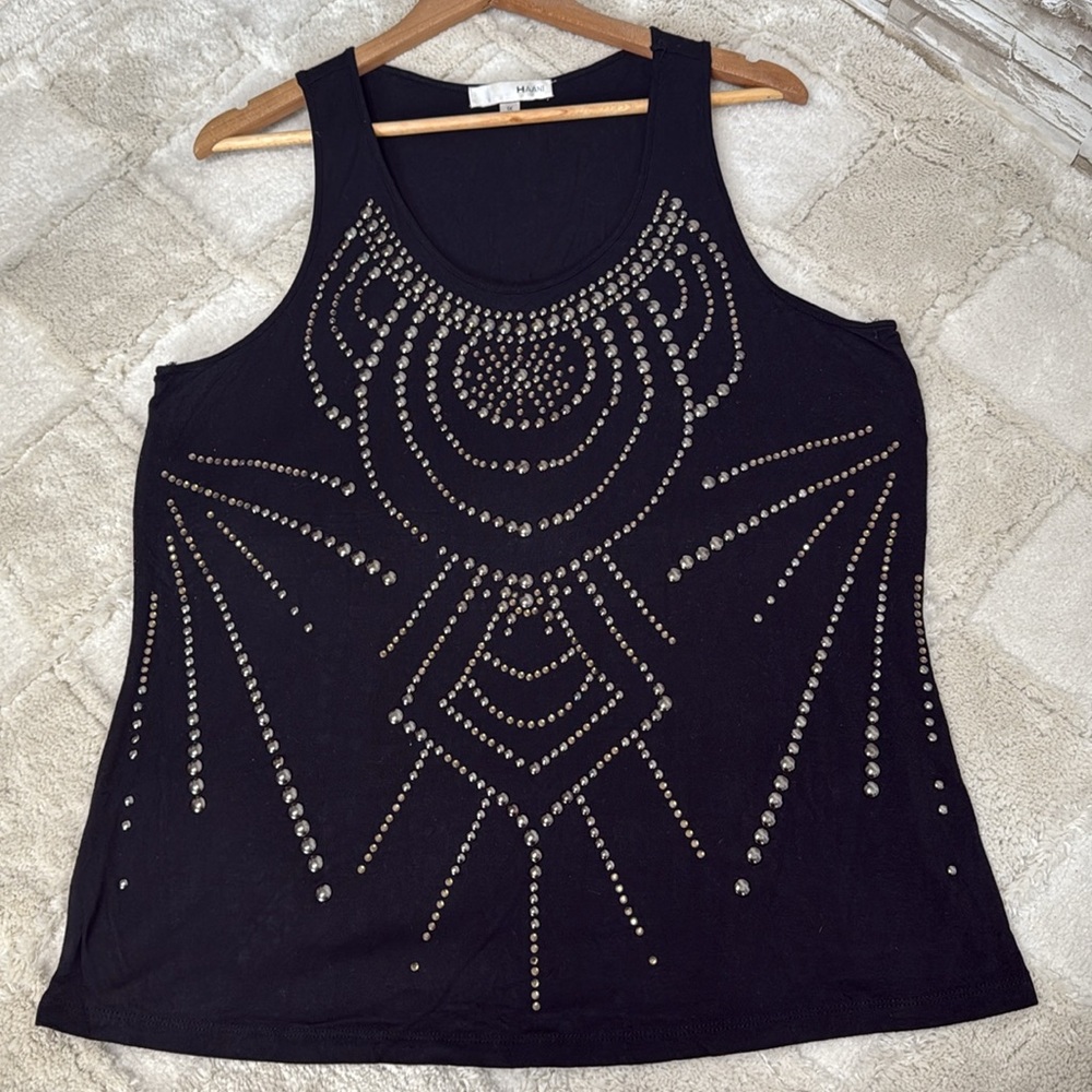 HAANI 1X Black Studded Tank Top